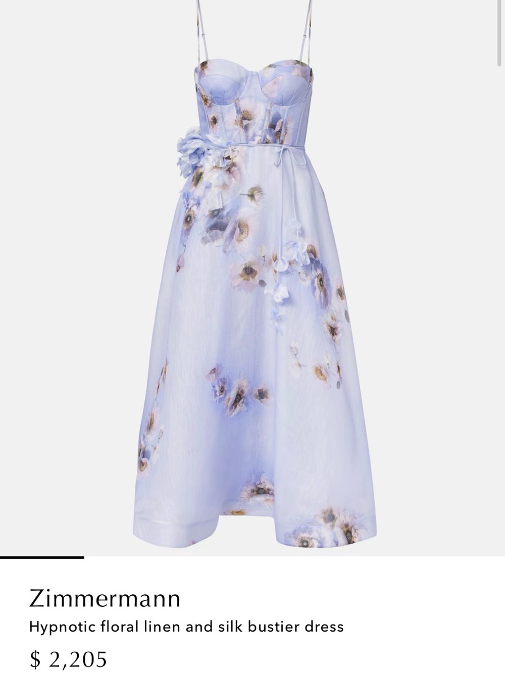 Zimmermann Lilac Floral Bustier Midi Dress